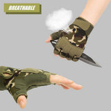 Darrahopens Sports & Fitness > Bikes & Accessories > Bicycle Gloves Tactical Fingerless Gloves with Knuckle Protection – Breathable Outdoor Gloves for Shooting, Hunting, Cycling, and Training (Green Camouflage,S)