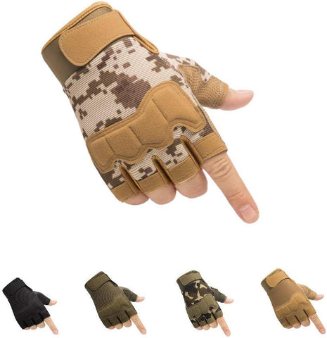 Darrahopens Sports & Fitness > Bikes & Accessories > Bicycle Gloves Tactical Fingerless Gloves with Knuckle Protection – Breathable Outdoor Gloves for Shooting, Hunting, Cycling, and Training (Yellow Camouflage,S)