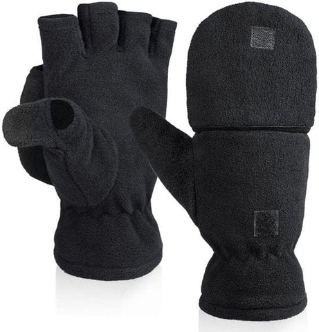 Darrahopens Sports & Fitness > Bikes & Accessories > Bicycle Gloves Unisex warm fleece gloves with fold-over top - Half-finger gloves - Warm gloves - Half-finger design - Suitable for writing, cycling, photo sessions with your partner - Winter gloves - Winter gift - Warm - Black XS