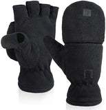 Darrahopens Sports & Fitness > Bikes & Accessories > Bicycle Gloves Unisex warm fleece gloves with fold-over top - Half-finger gloves - Warm gloves - Half-finger design - Suitable for writing, cycling, photo sessions with your partner - Winter gloves - Winter gift - Warm - Black M