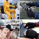 Darrahopens Sports & Fitness > Bikes & Accessories > Bicycle Gloves Unisex warm fleece gloves with fold-over top - Half-finger gloves - Warm gloves - Half-finger design - Suitable for writing, cycling, photo sessions with your partner - Winter gloves - Winter gift - Warm - Black XL