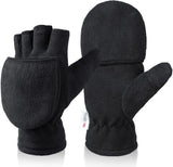 Darrahopens Sports & Fitness > Bikes & Accessories > Bicycle Gloves Unisex warm fleece gloves with fold-over top - Half-finger gloves - Warm gloves - Half-finger design - Suitable for writing, cycling, photo sessions with your partner - Winter gloves - Winter gift - Warm - Black XL