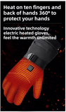 Darrahopens Sports & Fitness > Bikes & Accessories > Bicycle Gloves Winter 3 Level Intelligent Heated Gloves with Touchscreen Fingertip & Protective Shell - Waterproof Thermal Gloves for Skiing & Outdoor Sports, 360° All-Finger + Hand's Back Large Heating Coverage (Battery Operated)