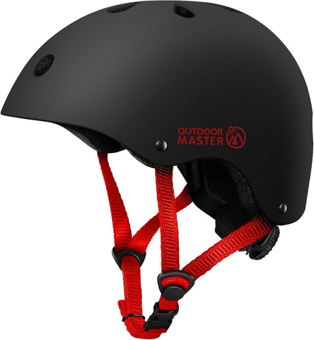Darrahopens Sports & Fitness > Bikes & Accessories > Bicycle Helmets OutdoorMaster Youth & Kids Bike Helmet - Adjustable Multi-Sports Skateboard Helmet with Removable Liners for Balance Bike, Toddler Scooter, One Wheel Hoverboard-Black Red-Large