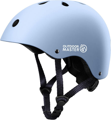 Darrahopens Sports & Fitness > Bikes & Accessories > Bicycle Helmets OutdoorMaster Youth & Kids Bike Helmet - Adjustable Multi-Sports Skateboard Helmet with Removable Liners for Balance Bike, Toddler Scooter, One Wheel Hoverboard-Light Blue-Medium