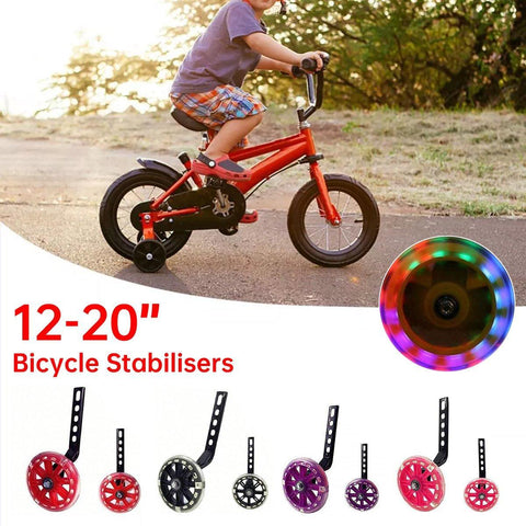 Darrahopens Sports & Fitness > Bikes & Accessories > Bicycle Parts 12–20 Inch Bike Training Wheels Flashing PVC Silent Stabilizer Auxiliary Support - Black