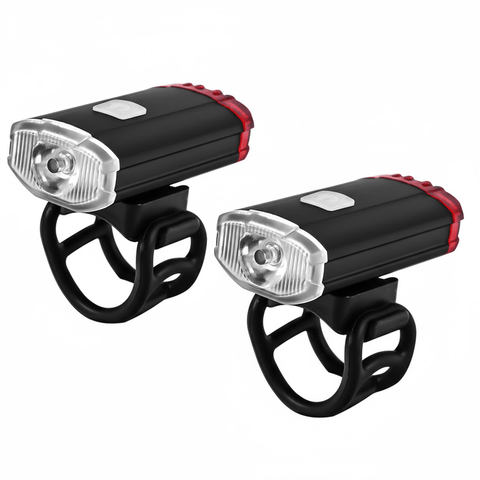 Darrahopens Sports & Fitness > Bikes & Accessories > Bicycle Parts 2 PCS USB Rechargeable Mini Bike Lights - Aluminium LED Front & Rear Safety Lamp Set - 150 Lumen High Brightness Flashlight for Helmet & Handlebar - IPX8 Waterproof - Black