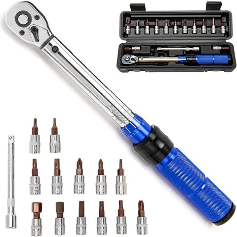 Darrahopens Sports & Fitness > Bikes & Accessories > Bicycle Parts Bicycle Torque Wrench 1/4, Range 2-24Nm/17.7-212.4 In.Lb(Double Scale), Accuracy ±3%, 15 Pieces Bike Maintenance Kit