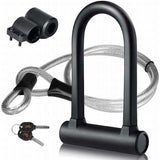 Darrahopens Sports & Fitness > Bikes & Accessories > Bicycle Parts Bicycle U-Lock + Steel Cable Lock With Bracket 2 In 1 Flexible U-Lock Steel Cable