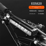 Darrahopens Sports & Fitness > Bikes & Accessories > Bicycle Parts EOS620 1800 Lumen High Power Bike Light with Stable Dual Bracket Mount - 4000mAh Long Life Battery USB Rechargeable - Anti-Glare Aluminium LED Headlight for MTB & Commuting