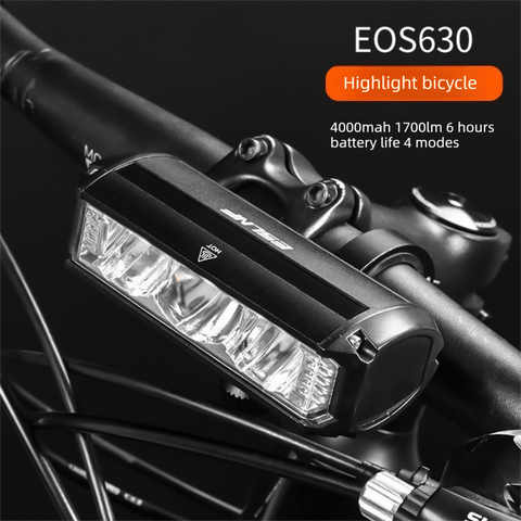 Darrahopens Sports & Fitness > Bikes & Accessories > Bicycle Parts EOS630 1700 Lumen High Brightness Bike Light with Single Bracket Mount - 4000mAh Long Life USB Rechargeable Battery - Aluminium Alloy Horizontal Headlamp for MTB & Road Cycling