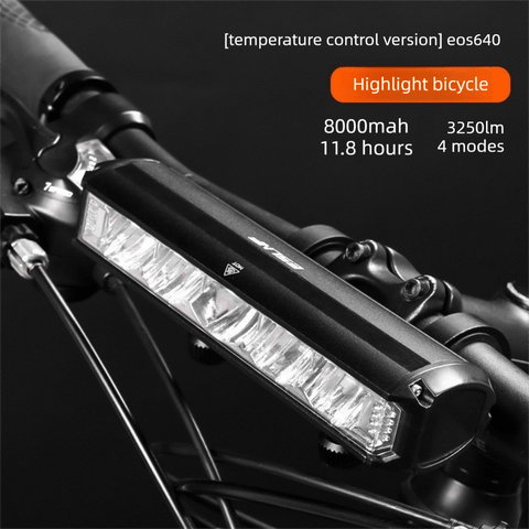 Darrahopens Sports & Fitness > Bikes & Accessories > Bicycle Parts EOS640 Upgraded 3250 Lumen Super Bright Bike Light with Stable Dual Bracket Mount - 8000mAh Long Life Battery with Smart Temp Control - USB Rechargeable Aluminium MTB Headlight