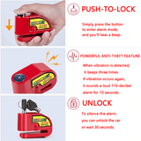 Darrahopens Sports & Fitness > Bikes & Accessories > Bicycle Parts Motorcycle Alarm Disc Lock Motor Bike Brake Security Electric Rotor Bike Lock RED
