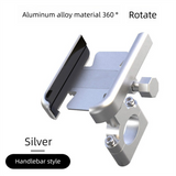 Darrahopens Sports & Fitness > Bikes & Accessories > Bicycle Parts Universal Aluminium Motorcycle Phone Holder Handlebar Mount 360 Rotation Anti-Shake CNC Metal for Bike Scooter 4-7 Inch Phones Sliver