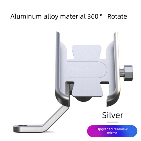 Darrahopens Sports & Fitness > Bikes & Accessories > Bicycle Parts Universal Aluminium Motorcycle Phone Holder Rearview Mirror Mount 360 Rotation Anti-Shake M3 Metal for Motorbike Scooter Sliver