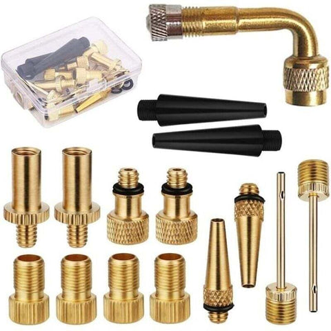 Darrahopens Sports & Fitness > Bikes & Accessories > Bicycle Parts Universal Bicycle Valve Adapter Set 15 pcs Reducing Nozzles Tire Pump Ball Pump Needle
