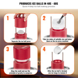 Darrahopens Sports & Fitness > Bikes & Accessories > Bicycle Parts VEVOR Ice Ball Press, 6cm Ice Ball Maker, Aircraft Al Alloy Ice Ball Press Kit for 60mm Ice Sphere, Ice Press with Tong and Drip Tray, for Whiskey, Cocktail, Bourbon, Scot on Party & Holiday, Red