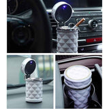 Darrahopens Sports & Fitness > Bikes & Accessories > Bicycle Stands & Storage 2 pack Auto Car Ashtray Portable with LED Light Ashtray Smokeless Smoking Stand Cylinder Cup Holder (Black and White)