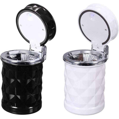 Darrahopens Sports & Fitness > Bikes & Accessories > Bicycle Stands & Storage 2 pack Auto Car Ashtray Portable with LED Light Ashtray Smokeless Smoking Stand Cylinder Cup Holder (Black and White)