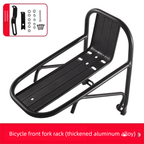 Darrahopens Sports & Fitness > Bikes & Accessories > Bicycle Stands & Storage Aluminium Alloy Bicycle Front Rack Carrier Heavy Duty Fork Mount Cargo Shelf for MTB Mountain Bike Disc and V-Brake Touring Black