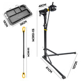 Darrahopens Sports & Fitness > Bikes & Accessories > Bicycle Stands & Storage Bike Repair Rack 360 Rotating 40 to 63Inch Height Adjustable Home Bicycle Mechanic Stand Anti-Slip Foldable Maintenance Stand with Tool Tray Max Load 60lbs