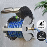 Darrahopens Sports & Fitness > Bikes & Accessories > Bicycle Stands & Storage Large Stainless Steel Garden Hose Reel Cart Portable Pipe Holder With Rainproof Sunscreen Protection Lid and Crank Handle