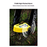 Darrahopens Sports & Fitness > Bikes & Accessories > Bicycle Stands & Storage Motorcycle Alarm Disc Brake Lock, Motorcycle Locks Anti Theft Security Wheel Disc Lock Waterproof 110dB Alarm SoundReminder （Light yellow+locking rope）