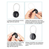 Darrahopens Sports & Fitness > Bikes & Accessories > Bicycle Stands & Storage Resettable Travel Cable Lock 3Digit Helmet Lock Multipurpose Electric Bicycle Lock Suitcase Luggage Lock Code Lock Cable -Black In Australia - Darrahopens
