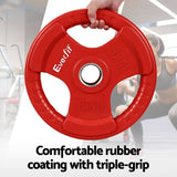 Darrahopens Sports & Fitness > Exercise, Gym and Fitness Everfit Weight Plates Standard 15kgx2 Dumbbell Barbell Plate Weight Lifting Home Gym Red