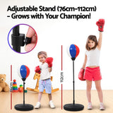 Darrahopens Sports & Fitness > Exercise, Gym & Fitness > Boxing & Martial Arts Everfit Kids Punching Bag Stand Set Adjustable 76-112cm with Gloves & Pump