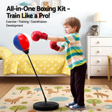 Darrahopens Sports & Fitness > Exercise, Gym & Fitness > Boxing & Martial Arts Everfit Kids Punching Bag Stand Set Adjustable 76-112cm with Gloves & Pump