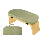 Darrahopens Sports & Fitness > Exercise, Gym & Fitness > Exercise Benches Green Foldable Wooden Meditation Stool with Padded Cushion 45x21cm - Portable Yoga Kneeling Bench with Carry Bag for Mindfulness and Home Zen