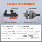 Darrahopens Sports & Fitness > Exercise, Gym & Fitness > Exercise Benches VEVOR 16.7cm Bench Vise Anvil Swivel Locking Base Heavy Duty Ductile Iron Vice