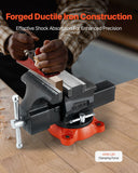 Darrahopens Sports & Fitness > Exercise, Gym & Fitness > Exercise Benches VEVOR Bench Vise, 140 mm Jaw Width, 140 mm Max Jaw Opening Multipurpose Vise with 360° Swivel Locking Base, 73 mm Throat, Heavy Duty Ductile Iron Workbench Vise, Two-Way Jaws for Clamping Round Pipes