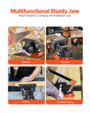 Darrahopens Sports & Fitness > Exercise, Gym & Fitness > Exercise Benches VEVOR Bench Vise, 140 mm Jaw Width, 140 mm Max Jaw Opening Multipurpose Vise with 360° Swivel Locking Base, 73 mm Throat, Heavy Duty Ductile Iron Workbench Vise, Two-Way Jaws for Clamping Round Pipes