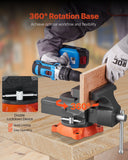 Darrahopens Sports & Fitness > Exercise, Gym & Fitness > Exercise Benches VEVOR Bench Vise, 140 mm Jaw Width, 140 mm Max Jaw Opening Multipurpose Vise with 360° Swivel Locking Base, 73 mm Throat, Heavy Duty Ductile Iron Workbench Vise, Two-Way Jaws for Clamping Round Pipes