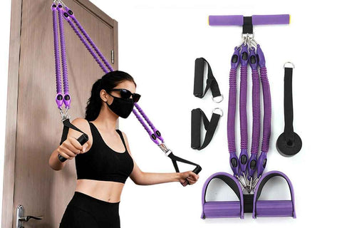 Darrahopens Sports & Fitness > Exercise, Gym & Fitness > Exercise Bikes 4 Tubes 4-in-1 Resistance Band Pedal Puller for Sit-Up Home Gym Yoga Pilates