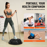 Darrahopens Sports & Fitness > Exercise, Gym & Fitness > Exercise Bikes VEVOR Half Exercise Ball Trainer, 23 inch Balance Ball Trainer, 660 lbs Capacity Stability Ball, Yoga Ball with Resistance Bands and Pump, Strength Fitness Ball for Home Gym, Full Body Workouts, Black