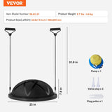 Darrahopens Sports & Fitness > Exercise, Gym & Fitness > Exercise Bikes VEVOR Half Exercise Ball Trainer, 23 inch Balance Ball Trainer, 660 lbs Capacity Stability Ball, Yoga Ball with Resistance Bands and Pump, Strength Fitness Ball for Home Gym, Full Body Workouts, Black