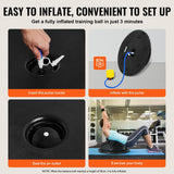 Darrahopens Sports & Fitness > Exercise, Gym & Fitness > Exercise Bikes VEVOR Half Exercise Ball Trainer, 23 inch Balance Ball Trainer, 660 lbs Capacity Stability Ball, Yoga Ball with Resistance Bands and Pump, Strength Fitness Ball for Home Gym, Full Body Workouts, Black