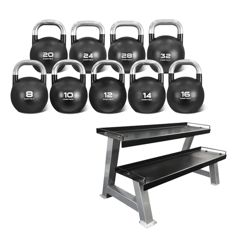 Darrahopens Sports & Fitness > Exercise, Gym & Fitness > Free Weights CORTEX 8kg to 32kg Commercial Steel Kettlebell V2 Package with Kettlebell Stand