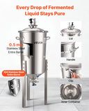 Darrahopens Sports & Fitness > Exercise, Gym & Fitness > Free Weights VEVOR Stainless Steel Conical Fermenter, 8 Gal/30L Home Brewing Fermenation Tank, Brew Bucket Fermentor with Conical Bottom, 3 Adjustable Legs, Lid, Handle & Thermometer, for Wine, Beer Fermentation