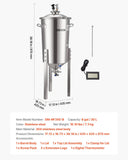 Darrahopens Sports & Fitness > Exercise, Gym & Fitness > Free Weights VEVOR Stainless Steel Conical Fermenter, 8 Gal/30L Home Brewing Fermenation Tank, Brew Bucket Fermentor with Conical Bottom, 3 Adjustable Legs, Lid, Handle & Thermometer, for Wine, Beer Fermentation