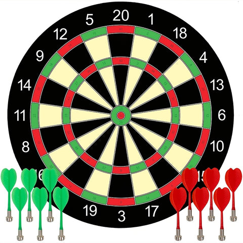 Darrahopens Sports & Fitness > Exercise, Gym & Fitness > Gym Equipment & Accessories 17-inch Red and Green Magnetic Dartboard, 40.5 cm in Diameter, Includes 12 Strong Magnetic Darts and Damage-Free Hooks, Safe and Portable for Both Entertainment and Competition.