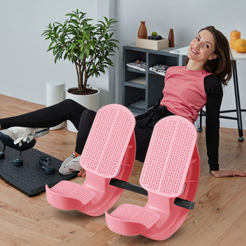 Darrahopens Sports & Fitness > Exercise, Gym & Fitness > Gym Equipment & Accessories 2 PCS Dual Foot Rocker with Connecting Bar - Calf & Ankle Stretcher System for Plantar Fasciitis Relief - Linked Incline Board with Stabiliser Axis - Heavy Duty Pink