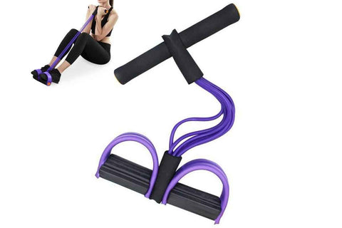 Darrahopens Sports & Fitness > Exercise, Gym & Fitness > Gym Equipment & Accessories 6 Tube Resistance Band Ankle Puller Foot Pedal Fitness Exercise Rope - Purple