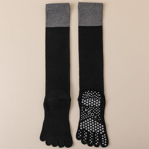 Darrahopens Sports & Fitness > Exercise, Gym & Fitness > Gym Equipment & Accessories Black 2PCS Women's Professional Five-Finger Compression Calf Socks - High-Performance Knee-High Non-Slip Grip Socks for Yoga, Running, and Fitness