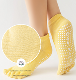 Darrahopens Sports & Fitness > Exercise, Gym & Fitness > Gym Equipment & Accessories Black 3-Pack Women's Non-Slip Five-Finger Yoga Socks - Open Back Combed Cotton Pilates & Fitness Grip Socks for Professional Exercise