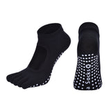 Darrahopens Sports & Fitness > Exercise, Gym & Fitness > Gym Equipment & Accessories Black 3-Pack Women's Non-Slip Five-Finger Yoga Socks - Open Back Combed Cotton Pilates & Fitness Grip Socks for Professional Exercise