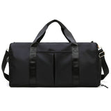 Darrahopens Sports & Fitness > Exercise, Gym & Fitness > Gym Equipment & Accessories Black Large Capacity Travel Duffel Bag – Wet & Dry Separation, Shoe Compartment, and Luggage Sleeve for Gym, Yoga, and Short Trips